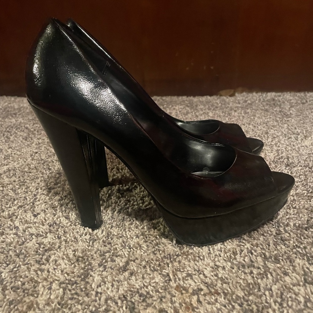 City Streets Black Platform Heels